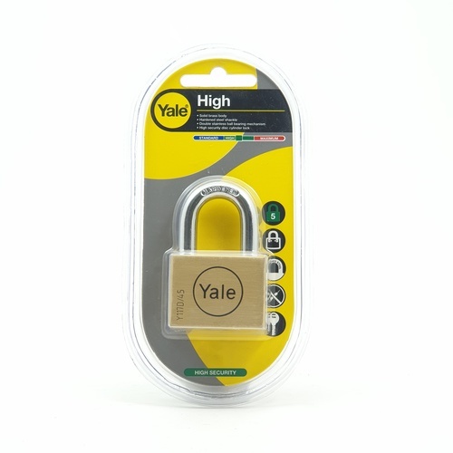 YALE กุญแจคล้องสายยูเยลห่วงสั้น  ขนาด 45 มม. Y117D/45/127/1 ทองเหลือง