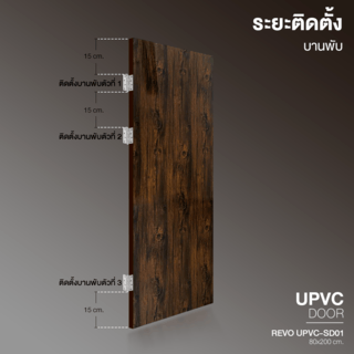 WELLINGTAN ประตูยูพีวีซี บานทึบ (เงา) UPVC-SD01 80x200ซม. BROWN FIR