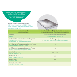 SCG ฉนวนกันความร้อนSTAY COOL รุ่น 75 มม.PREMIUM ขนาด 0.60 x 4 เมตร