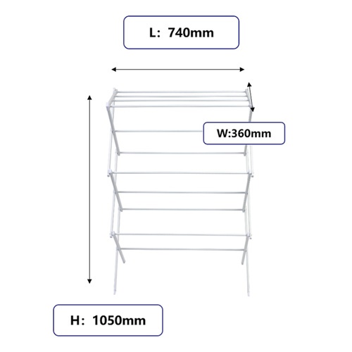 SAKU ราวตากผ้าพับได้อเนกประสงค์ รุ่น XL-378W ขนาด74×36×105ซม. สีขาว