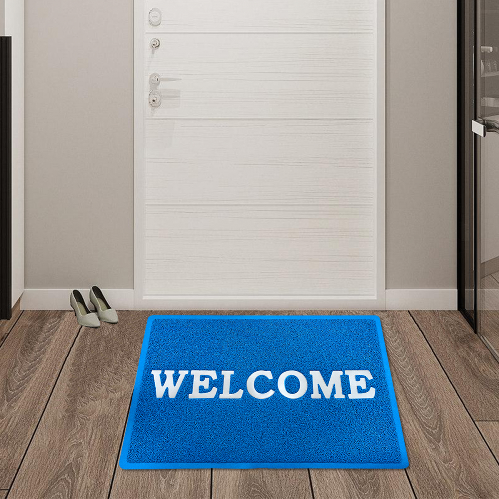 GRAFFE พรมเช็ดเท้าดักฝุ่น WELCOME รุ่น KIRA-BL ขนาด 60x80x1.2 ซม. สีน้ำเงิน