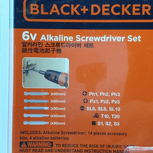 BLACK+DECKER ไขควงไฟฟ้าไร้สาย 3.6V รุ่น A7073-TW + ชุดอุปกรณ์เสริม 14 ชิ้น