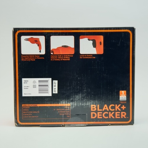 BLACK+DECKER สว่านกระแทกไฟฟ้า 10มม. 550W รุ่น TB555-B1