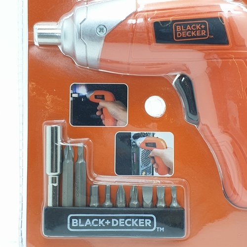 BLACK+DECKER สว่านไขควงไฟฟ้าไร้สาย 3.6V รุ่น KC3610-B1 + ชุดอุปกรณ์เสริม 10 ชิ้น