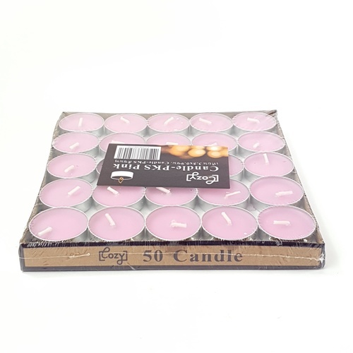 COZY เทียน 3.5x0.9ซม. Candle-PKS สีชมพู 50ชิ้น/แพ็ค