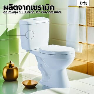 Iris สุขภัณฑ์สองชิ้นแบบกดบน 2 ระบบ รุ่น อลาโน่ IR-665