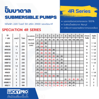 LUCKY PRO ปั๊มบาลดาลบ่อ 4 ขนาด 1.5HP 12 ใบพัด รุ่น LP-4RVC12