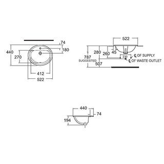 American Standard อ่างล้างหน้าฝังบนเคาน์เตอร์ **ไม่รวมก๊อกน้ำ** รุ่น Aqualyn 476S-WT