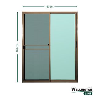 WELLINGTAN (LIKE) ประตูอะลูมิเนียม บานเลื่อน SS W-AL/015 BR 160x205ซม. สีชา พร้อมมุ้ง