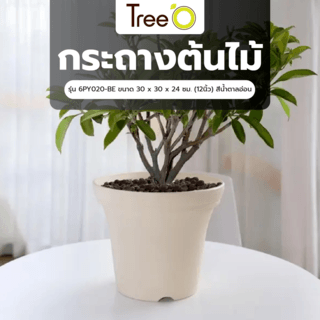 Tree  O กระถางต้นไม้ รุ่น 6PY020-BE ขนาด 30 x 30 x 24 ซม. (12นิ้ว) สีน้ำตาลอ่อน