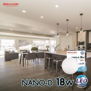 RACER โคมดาวน์ไลท์ LED แบบฝังฝ้าแบบกลม 6นิ้ว 18W รุ่น NANO-D แสงเดย์ไลท์