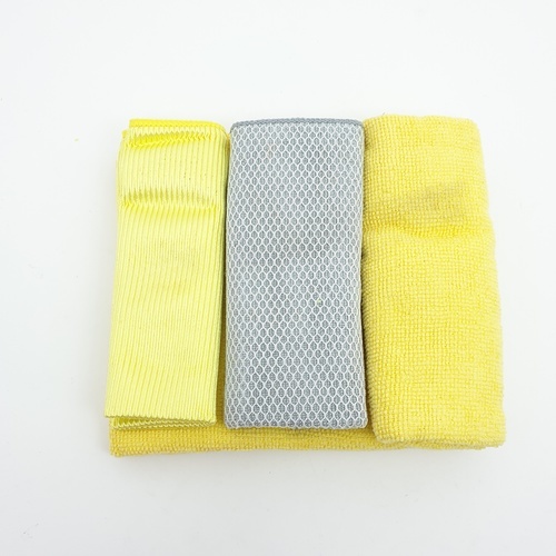 ชุดผ้าเช็ดรถ RS08-P021 สีเหลือง (3 ชิ้น /แพ็ค)