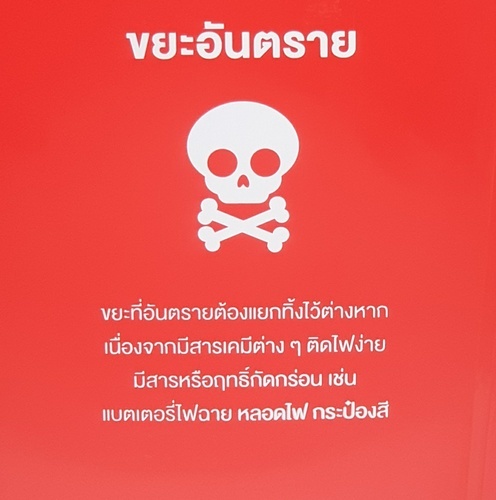 ICLEAN ถังขยะเทศบาลฝาสวิงทรงเหลี่ยม 100 ลิตร รุ่น XDL-100D-11RD สีแดง (ขยะอันตราย)