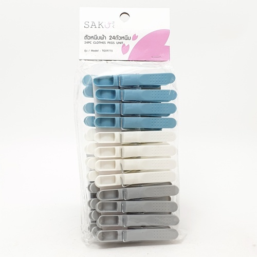 SAKU ตัวหนีบผ้า 24ตัวหนีบ รุ่น TG59775 ขนาด 7x1x2.5ซม. คละสี