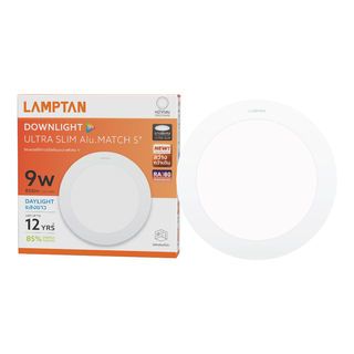 LAMPTAN โคมดาวน์ไลท์ LED แบบฝังหน้ากลม 5นิ้ว 9W ขอบขาว รุ่นอัลตร้าสลิม อลูมิเนียม แสงเดย์ไลท์