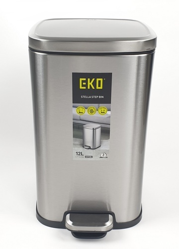 EKO ถังขยะขาเหยียบเหลี่ยม 12 ลิตร รุ่น STELLA EK9384MT ขนาด 25x31x40 ซม. สีเงิน