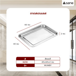 SANE ถาดสเตนเลส 40x60x2ซม. WUNBY