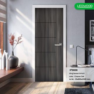 LEOWOOD ประตูปิดผิวเมลามีน iDoor รุ่น S6-06 ขนาด 80x200 ซม. สีซิเนริโอโอ๊ค