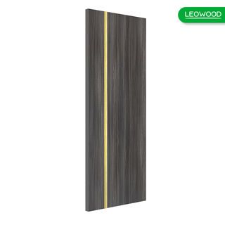 LEOWOOD ประตู iDoor Premium Metal Line เส้นกลาง/สีทอง 1 เส้น สี  90x200cm. CINELSinereo Oak