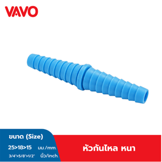 VAVO หัวกันไหล หนา ¾,5/8,½ นิ้ว(25>18>15) สีฟ้า