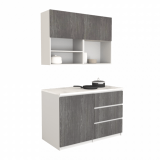 CLOSE ชุดครัวสำเร็จรูปหน้าท็อปเรียบหินอ่อน รุ่น DEWA-GY  ขนาด 120x60x80 ซม. สีเทา