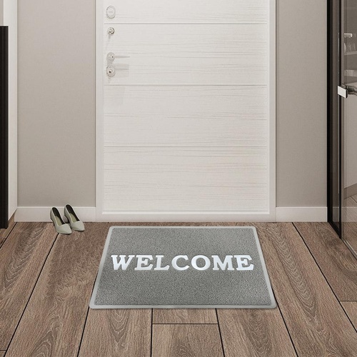 GRAFFE พรมเช็ดเท้าดักฝุ่น WELCOME รุ่น KIRA-GR ขนาด 60x80x1.2 ซม. สีเทา