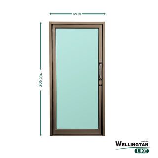 WELLINGTAN (LIKE) ประตูอะลูมิเนียม บานสวิงเดี่ยว กระจกเขียวใส W-AL/007 BR 100x205ซม. สีชา