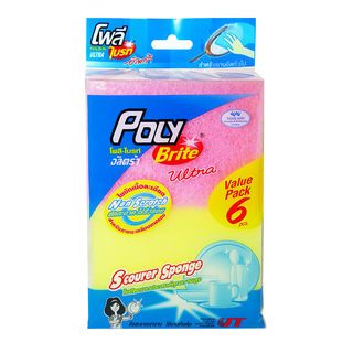 POLY-BRITE ใยขัดอเนกประสงค์เนื้อละเอียด 6 ชิ้น/แพ็ค สีชมพู