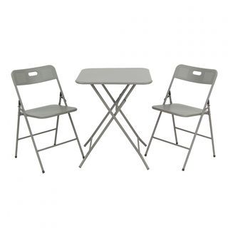 SUMMER SET ชุดโต๊ะสนาม 2 ที่นั่ง รุ่น MORTAR-GREY โต๊ะ:60x60x73 ซม. เก้าอี้:44x45x76 ซม. สีเทา