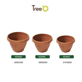 Tree O กระถางพลาสติก  รุ่น KD2003 ขนาด 8นิ้ว สีน้ำตาล