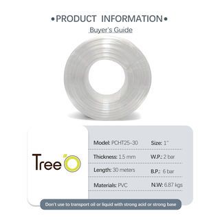 Tree O สายยาง พีวีซี  รุ่นPCHT25-30 ขนาด 1” x30M สีใส