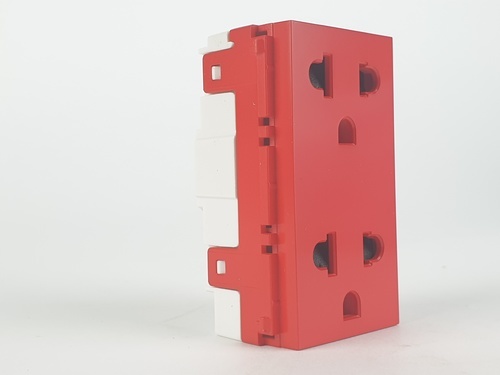 เต้ารับไฟฟ้าคู่ 2 สาย+สายดิน มีม่านนิรภัย แดง Leafstyle duplex 2p+e us-eu socket, red PHILIPS