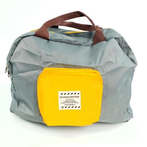 กระเป๋าอเนกประสงค์แบบพับได้ รุ่น ZRH-027-GY ขนาด 45x32 cm สีเทา-เหลือง