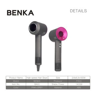 BENKA ไดร์เป่าผม 1400W รุ่น BA03 สีชมพู-เทา