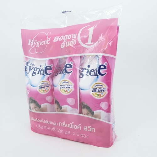 HYGIENE น้ำยาปรับผ้านุ่ม ไฮยีน ขนาด 500 มล. (3ถุง/แพ็ค) สีชมพู