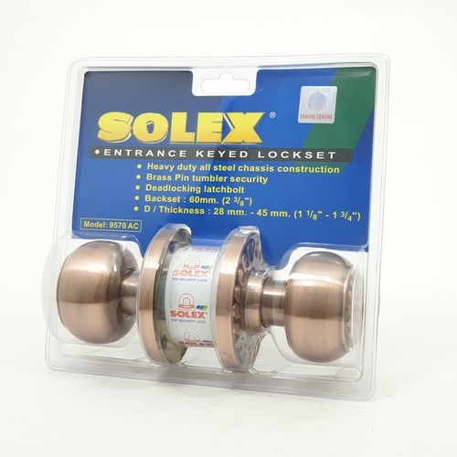 SOLEX ลูกบิดห้องทั่วไป สเตนเลส-304 รุ่น 9570AC สีทองแดงรมดำ (แผง)