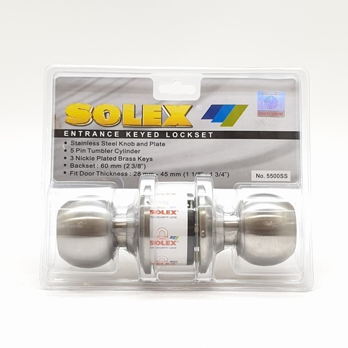 SOLEX ลูกบิดห้องทั่วไป สเตนเลส-304 รุ่น 5500 SS สีสเตนเลส (แผง)