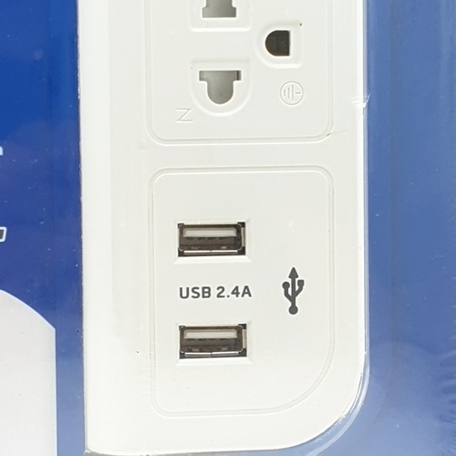 DATA รางปลั๊กไฟ มอก. 2 ช่อง 1 สวิตซ์ 2 USB ยาว 3 เมตร รุ่น WL128 สีขาว