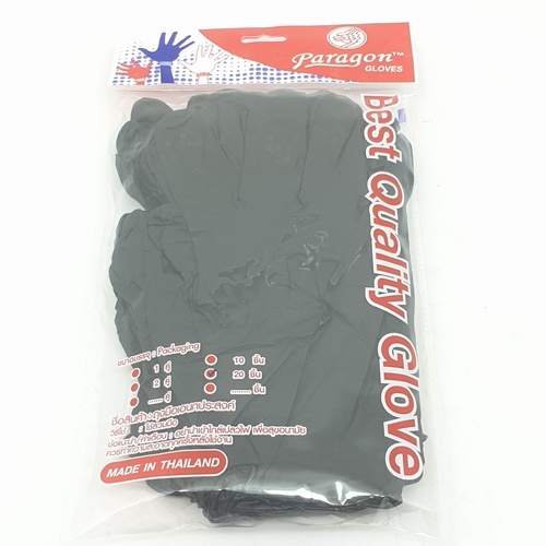 ถุงมือยางหนาไนไตร ถุงมือยางหนาไนไตรสีดำ รุ่นหนาพิเศษ ขนาด 9 นิ้ว สีดำ (20ชิ้น)