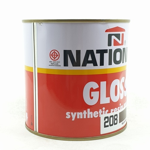 National สีเคลือบน้ำมัน เงา 208 กระป๋อง สีน้ำตาลแดง