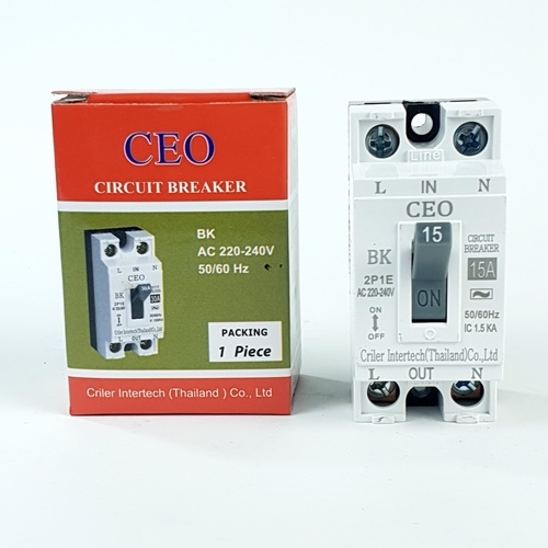 CEO เบรคเกอร์ 2P 15A รุ่น BK-15A สีขาว-เทา