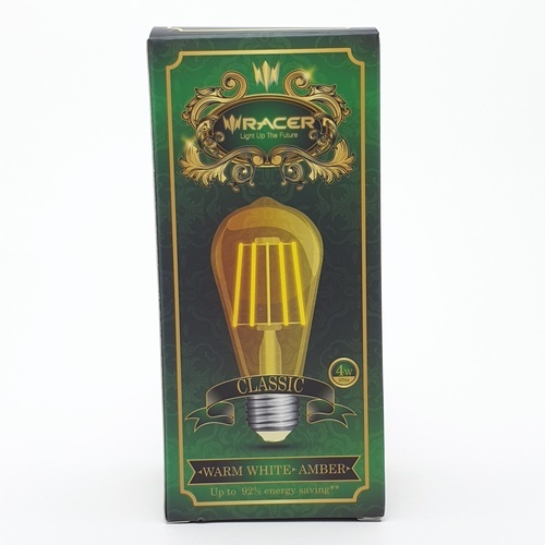 Racer หลอดไฟแอลอีดี ฟิลาเมนต์ E27 ST64 4W แสงเหลือง(สีชา)