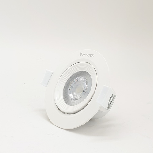 RACER โคมดาวน์ไลท์ LED แบบฝังฝ้าหน้ากลม 3.5นิ้ว 5W ปรับองศาได้ แสงเดย์ไลท์ สีขาว