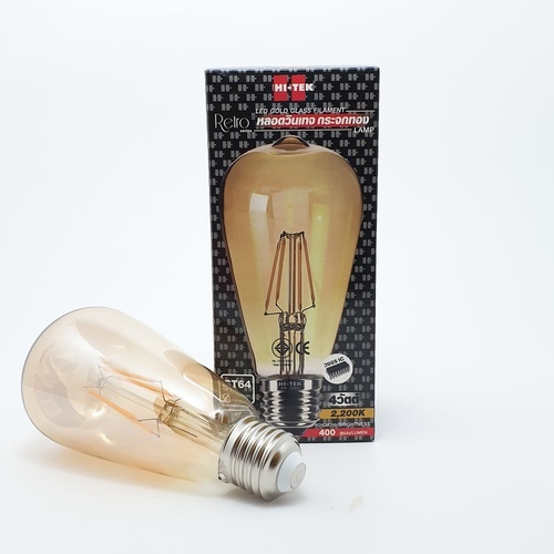 HI-TEK หลอดไฟ LED วินเทจกระจกสีชาทอง E27 4W