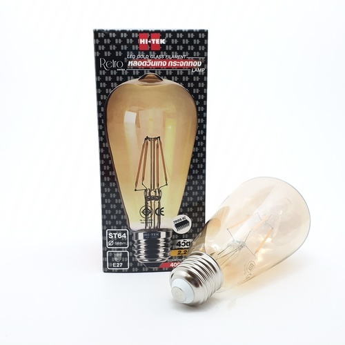 HI-TEK หลอดไฟ LED วินเทจกระจกสีชาทอง E27 4W