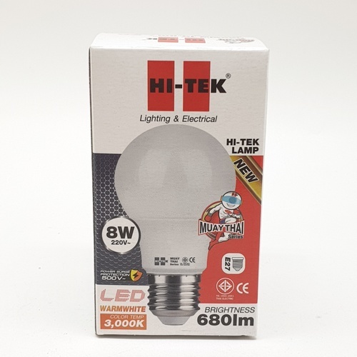 HI-TEK หลอด LED มวยไทย Series ขั้วเกลียว E27 8W รุ่น HLLM27008W แสงนวล