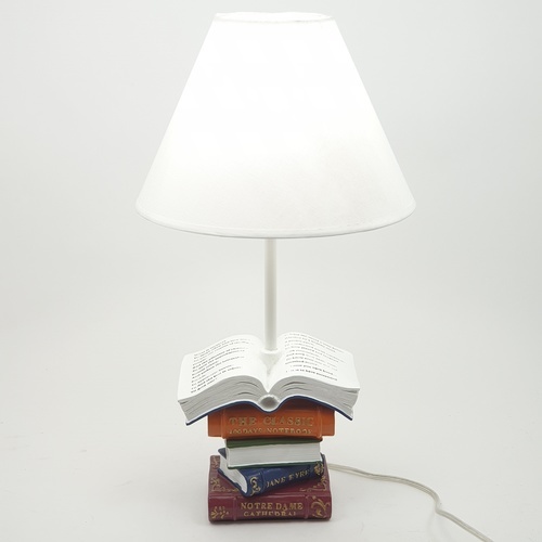 EILON โคมไฟตั้งโต๊ะแฟนซี ลายกองหนังสือ รุ่น MT4022 สีขาว