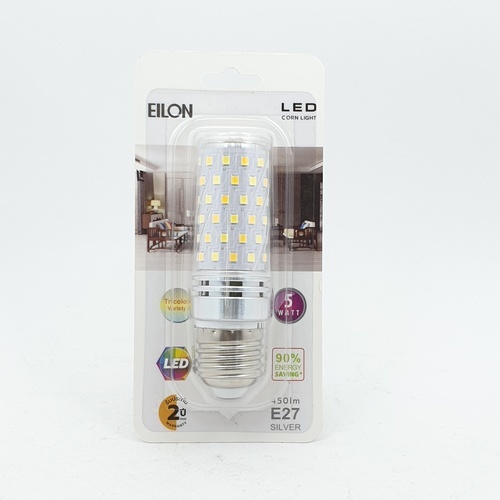 EILON หลอดไฟ LED 5W ปรับได้ 3 แสง ขั้ว E27 Silver ทรงกระบอก