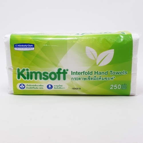 KIMSOFT กระดาษเช็ดมือ ขนาด 207x202 มม. (หนา 1 ชั้น) บรรจุ 250 แผ่น