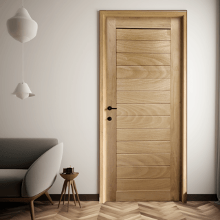 GREATWOOD ประตูไม้จริงเอ็นจิเนียร์ V-DOOR 80x200ซม.